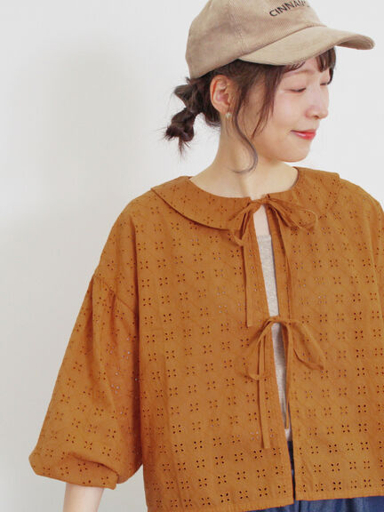 オーバーレース刺繍ブラウス（ブラック/オレンジ/カーキ/キナリ）｜Samansa Mos2（サマンサ モスモス）通販