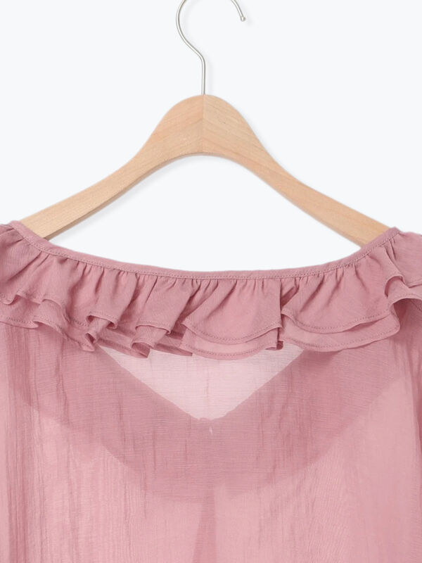 セルロースナイロンシアーフリルブラウス（トップス/シャツ・ブラウス