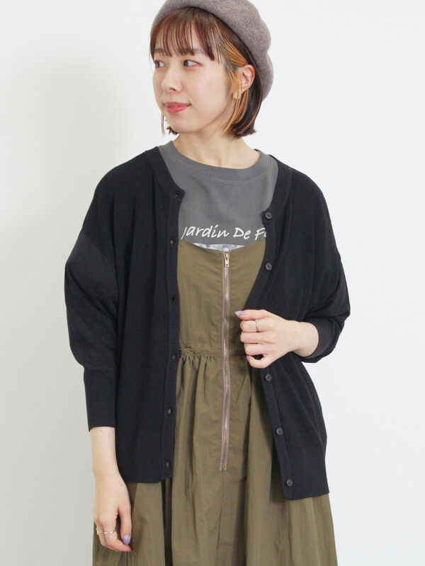 接触冷感】畦編みニットカーディガン（トップス/カーディガン