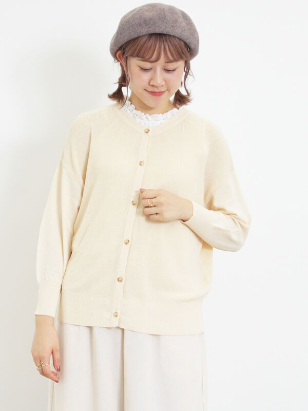 接触冷感】畦編みニットカーディガン（トップス/カーディガン