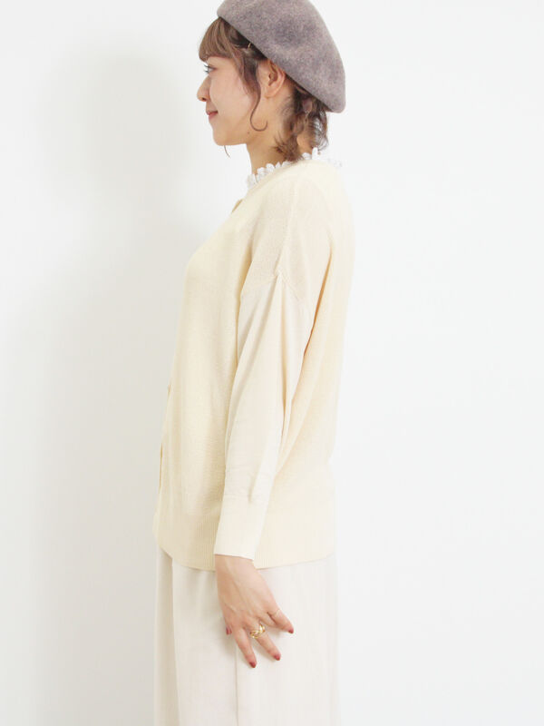 接触冷感】畦編みニットカーディガン（トップス/カーディガン