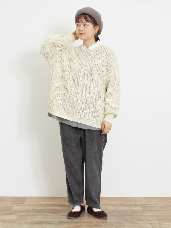 片畦クルーネックゆるニット（トップス/ニット・セーター）【セール