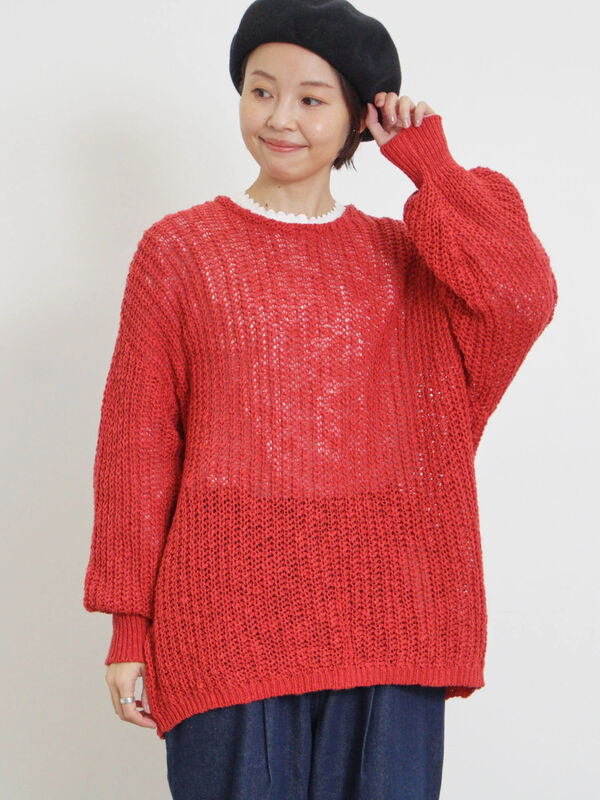 片畦クルーネックゆるニット（トップス/ニット・セーター）【セール