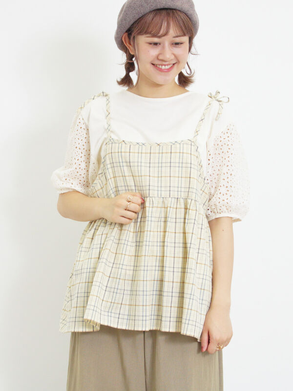 チェック柄キャミブラウス（トップス/シャツ・ブラウス）【セール