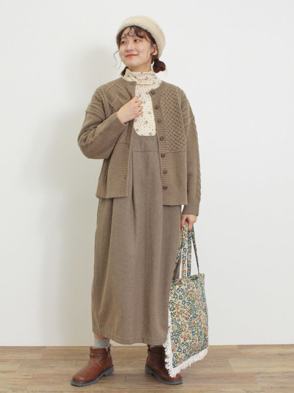 パッチワークケーブル前後2WAYニット（トップス/カーディガン