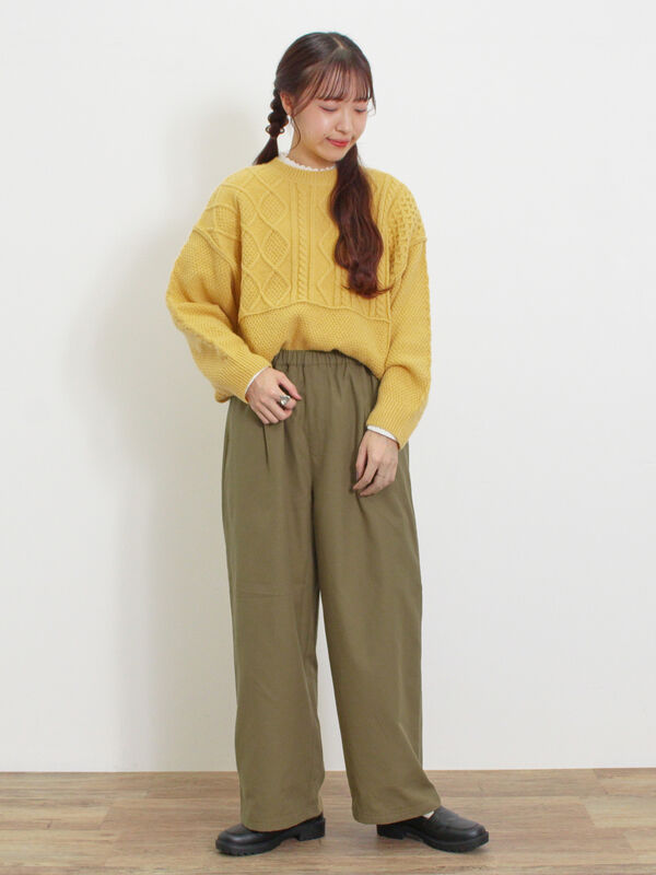 パッチワークケーブル前後2WAYニット（トップス/カーディガン