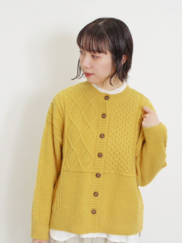 パッチワークケーブル前後2WAYニット（トップス/カーディガン
