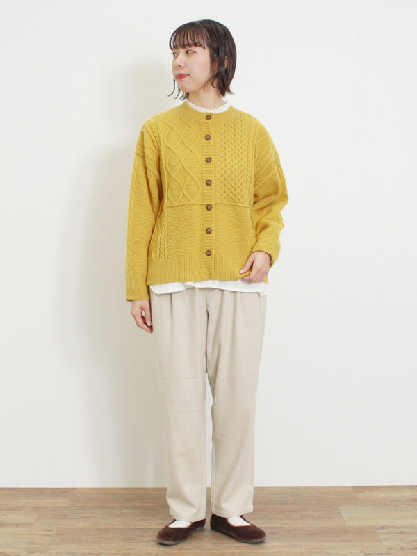 パッチワークケーブル前後2WAYニット（トップス/カーディガン