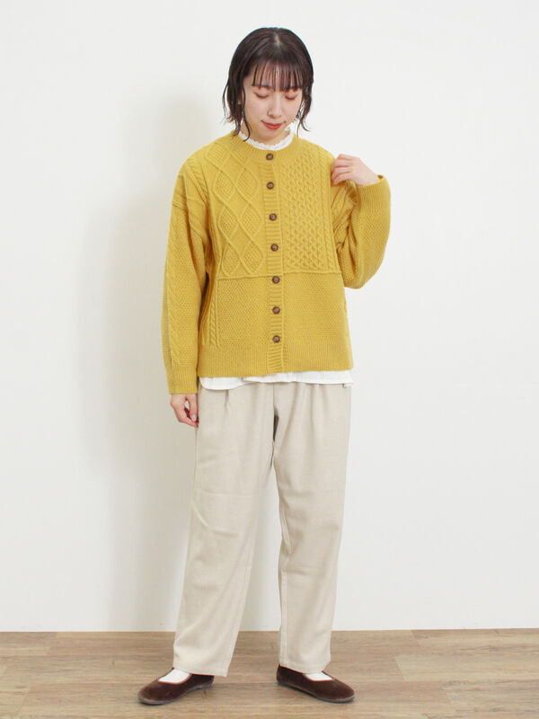 パッチワークケーブル前後2WAYニット（トップス/カーディガン