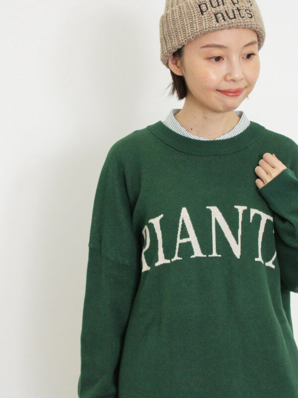 スウェットライクロゴジャカードニット（トップス/ニット・セーター