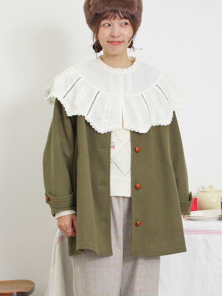 ウーリーライクミドル丈クルーネックコート（チャコールグレー/イエロー/カーキ/ブルー/キナリ）｜Samansa Mos2（サマンサ モスモス）通販