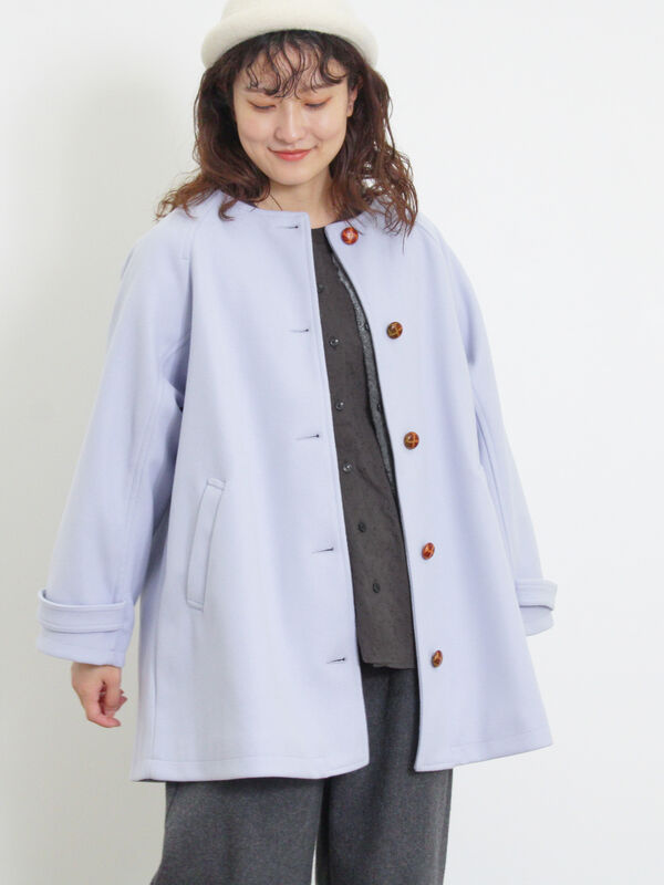 ウーリーライクミドル丈クルーネックコート（アウター/コート