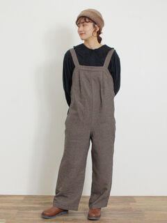ウール混紡 グレー サロペット グレー サスペンダー付きパンツ ウール