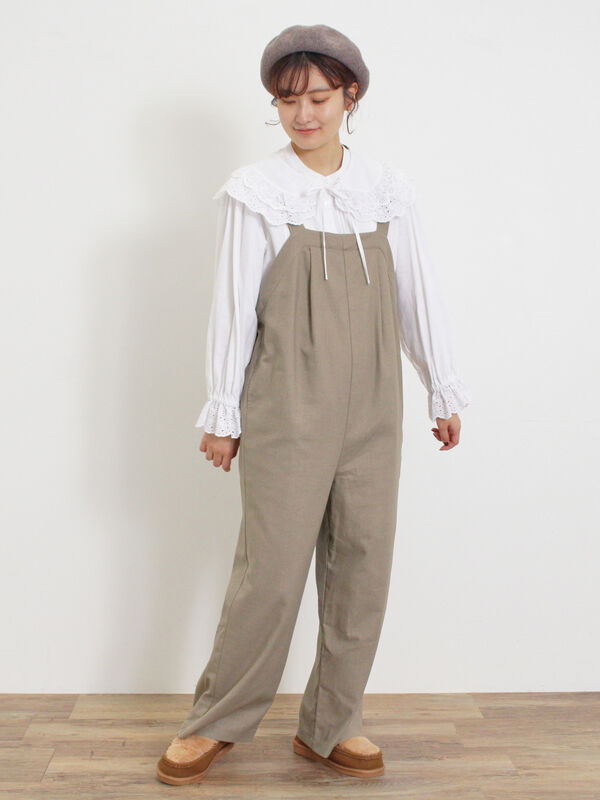 NO CONTROL AIR 梳毛ウール＆ポリエステル 2タックサロペット NO