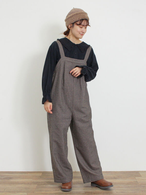 ウール混タックサロペット（ワンピース/サロペット）【セール