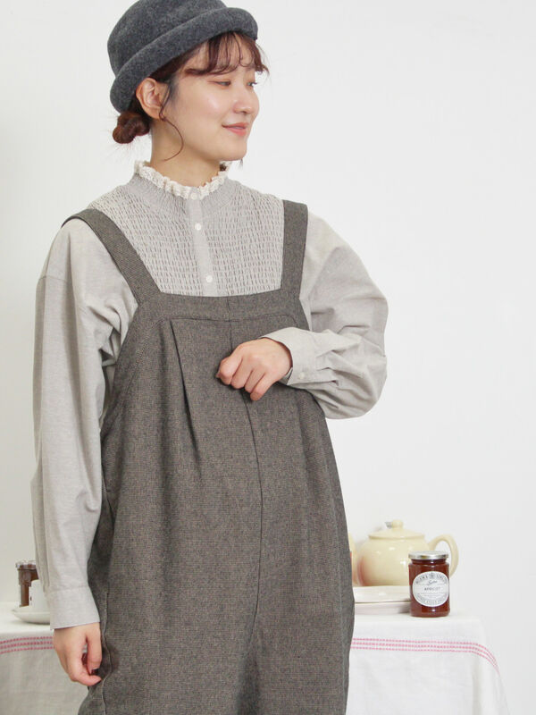 ウール混タックサロペット（ワンピース/サロペット）【セール