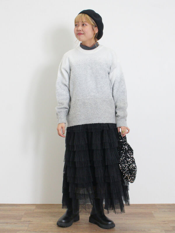 前後着フェザーグラデーションニット（トップス/カーディガン