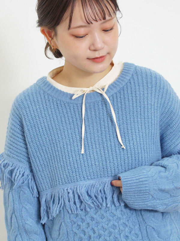 フリンジ前後2WAYニット（トップス/カーディガン）【セール】｜Samansa