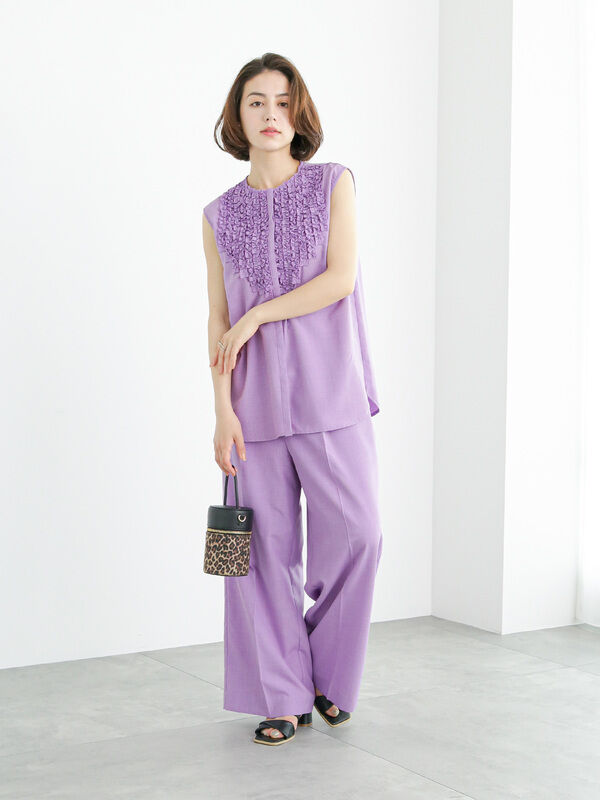 リネンライクハイウエストパンツ（ボトムス/パンツ）【セール】｜Te  