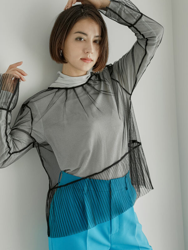 チュールトトップス+ラメマルチインナーセット（トップス/ニット