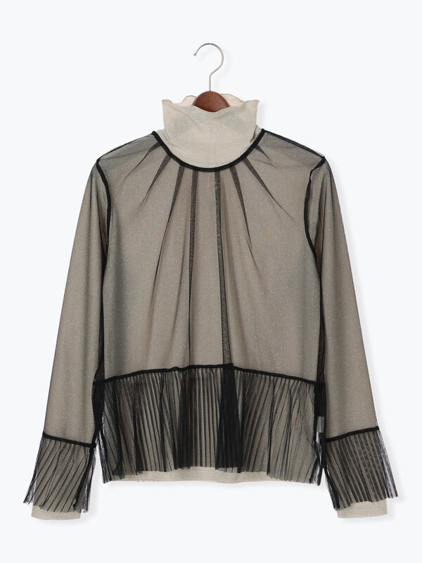 チュールトトップス+ラメマルチインナーセット（トップス/ニット