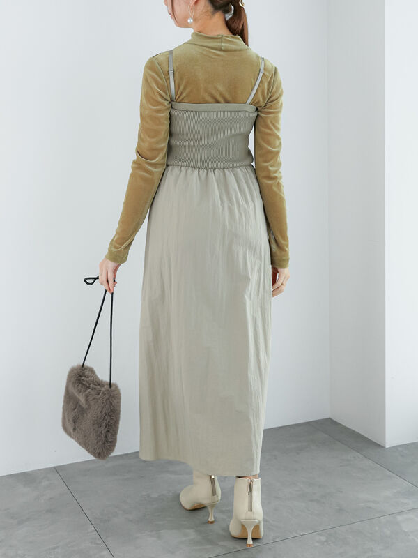 限定お値下げします！売り切り！！ MONCLER　　ドッキングワンピース 布帛ドッキングニットベアワンピース（ワンピース/ワンピース