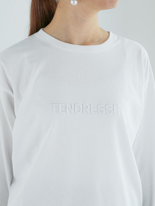 同色ウレタン刺繍ロゴロングTシャツ（トップス/ニット・セーター