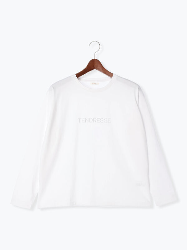同色ウレタン刺繍ロゴロングTシャツ（トップス/ニット・セーター