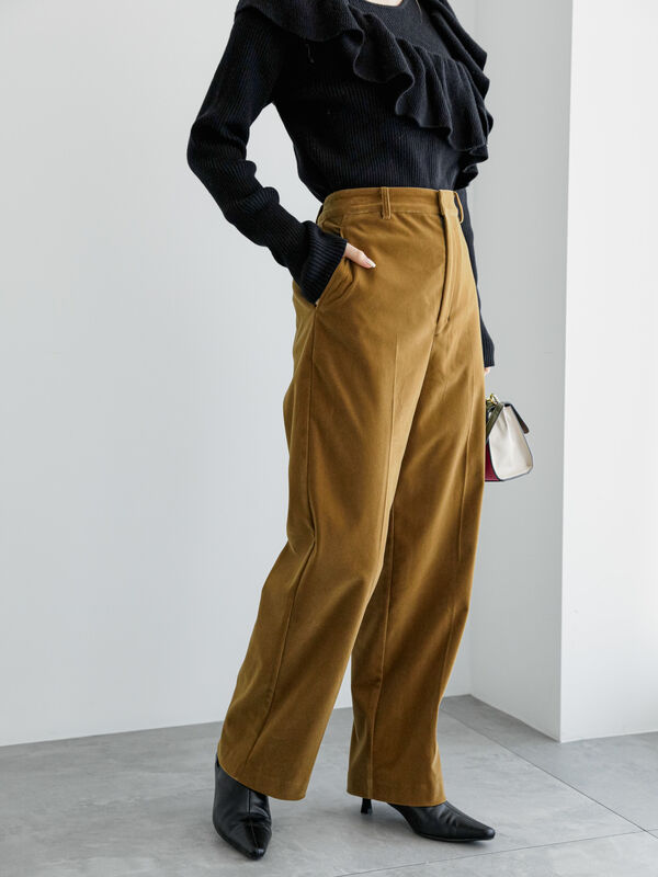 ベロアストレートパンツ（ボトムス/パンツ）【セール】｜Te chichi