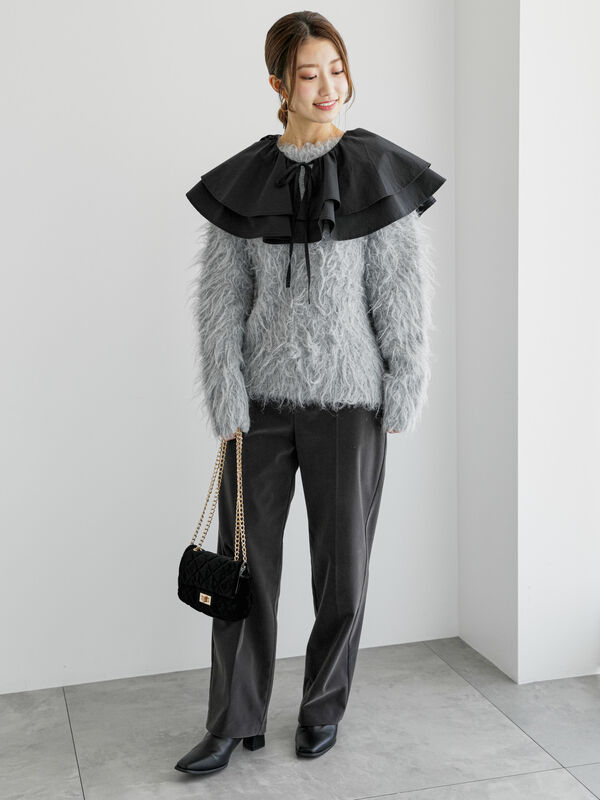 ベロアストレートパンツ（ボトムス/パンツ）【セール】｜Te chichi