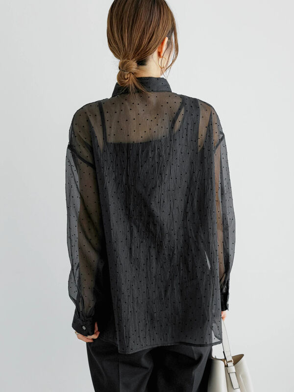 フロッキードットシアーシャツ（トップス/シャツ・ブラウス