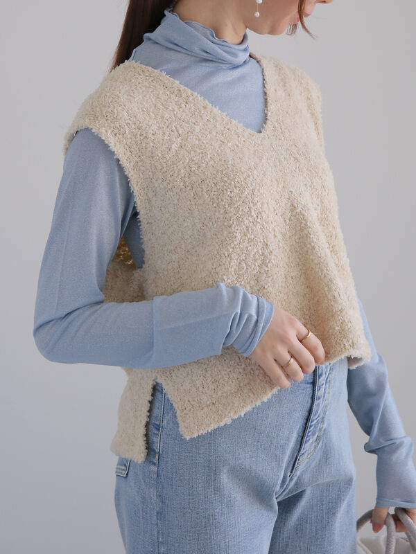 アソートヤーンVネックニットベスト（トップス/ニット・セーター