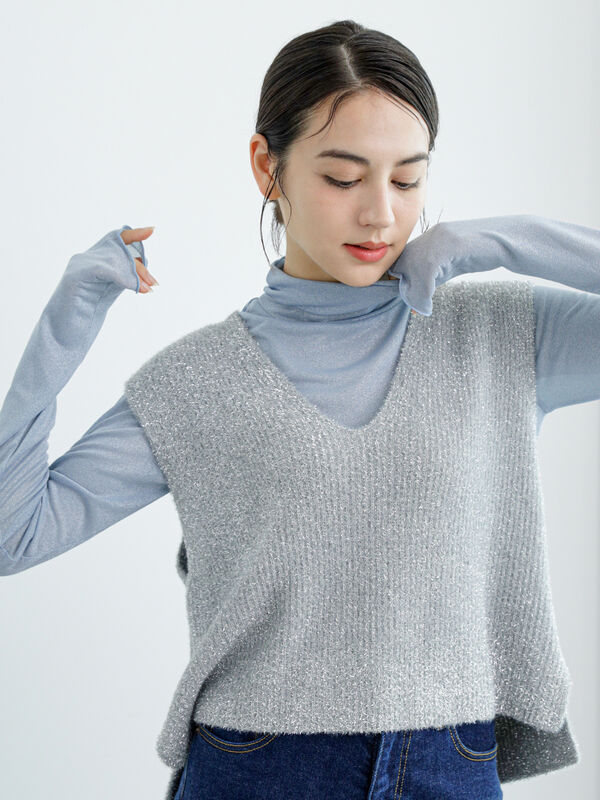 アソートヤーンVネックニットベスト（トップス/ニット・セーター