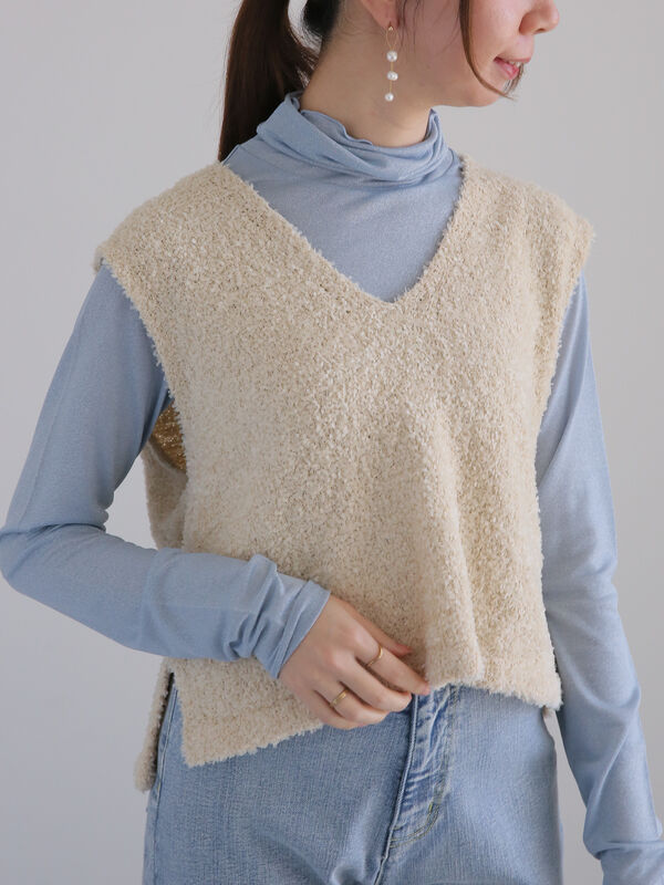 アソートヤーンVネックニットベスト（トップス/ニット・セーター