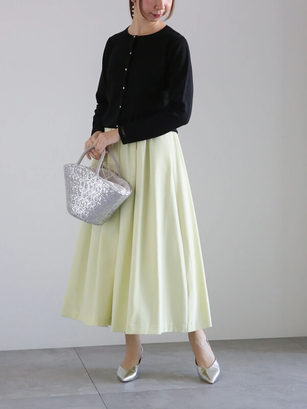 タックギャザースカート　　ハンドメイド Let's Sewing】タック入りギャザースカート 型紙不要・切込み