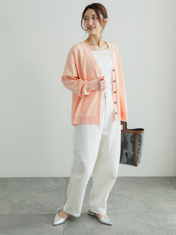 12G天竺Vネックミドルカーディガン（トップス/カーディガン）【セール