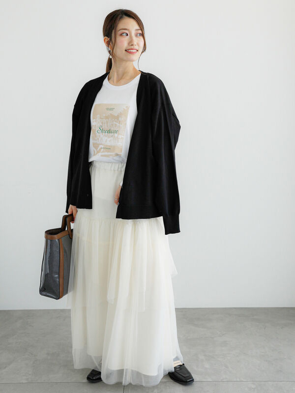 12G天竺Vネックミドルカーディガン（トップス/カーディガン）【セール