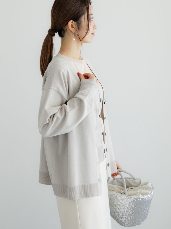 ちち 12点 12G天竺Vネックミドルカーディガン（トップス/カーディガン）【セール