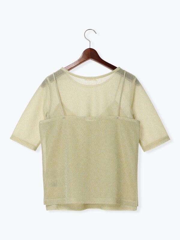 シアーラメキャミセットTシャツ（トップス/カットソー）【セール