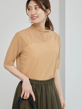 ハイネックシアーオールラウンドトップス（トップス/カットソー