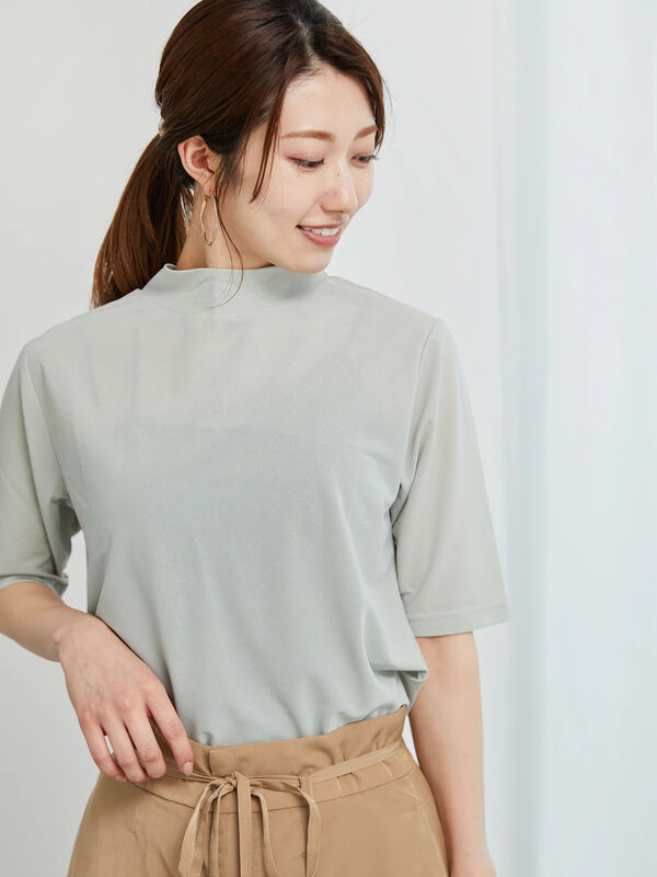 ハイネックシアーオールラウンドトップス（トップス/カットソー