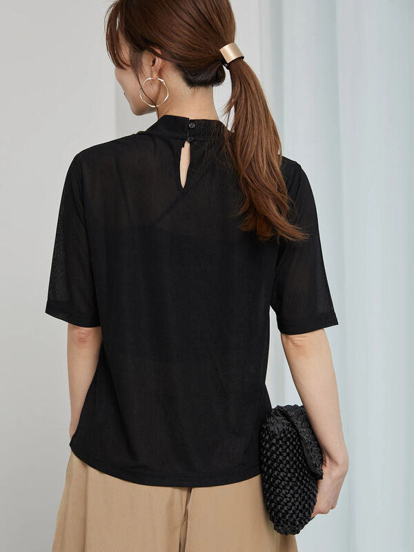 ハイネックシアーオールラウンドトップス（トップス/カットソー