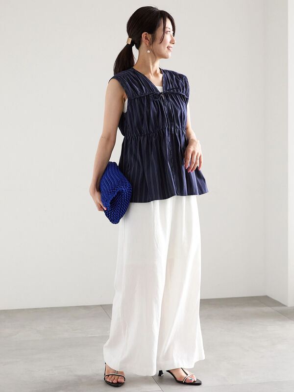 【CHANEL】♡ノースリーブ　ストライプブラウス　【正規品】 中古・古着通販】CHANEL (シャネル) ヴィンテージストライプシャツ