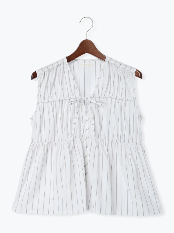 SACRA♡ストライプノースリーブブラウス ストライプノースリーブギャザーブラウス（トップス/シャツ・ブラウス