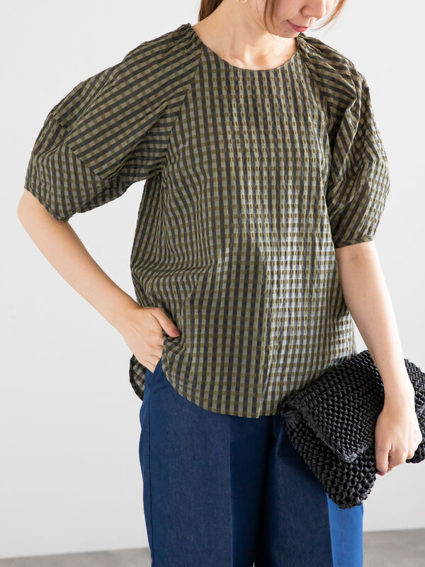 チェックバルーンスリーブブラウス（トップス/シャツ・ブラウス
