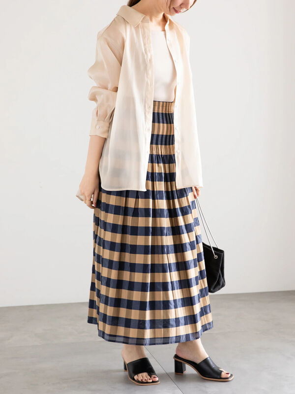 チェック×ストライプリバーシブルスカート（ボトムス/スカート