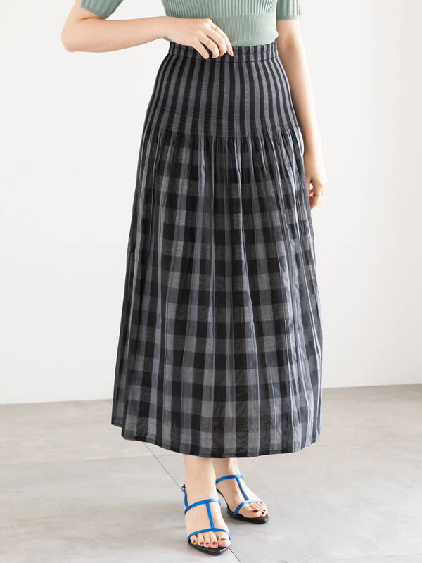 チェック×ストライプリバーシブルスカート（ボトムス/スカート  