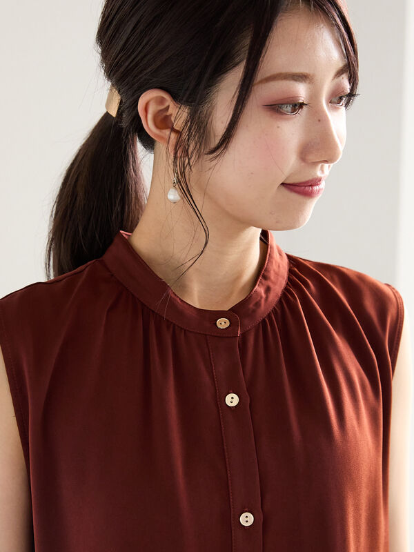 シルキーサテンティアードブラウス（トップス/シャツ・ブラウス