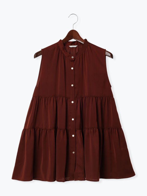 シルキーサテンティアードブラウス（トップス/シャツ・ブラウス