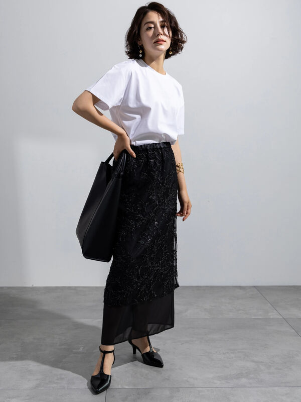 スパンコール刺繍ロングナロースカート（ボトムス/スカート）【セール